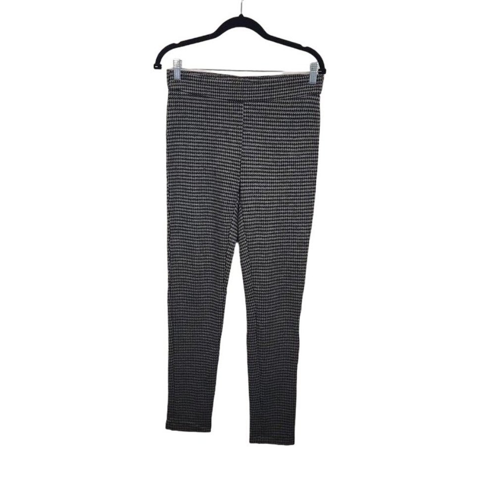 T Tahari Houndstooth Pull On Stretch Legging Pants in Dark Gray/Black - Size Sma